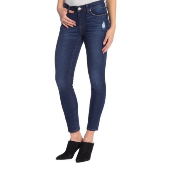 Hudson Jeans Denim - Hudson Natalie Super Skinny Jeans Blue Mid Rise Distressed